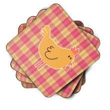 Load image into Gallery viewer, Chicken Hen on Gingham Foam Coaster  BB7090FC
