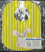 Load image into Gallery viewer, Easter White Rabbit with Flowers Baby Bib BB7093BIB