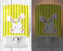 Load image into Gallery viewer, Easter White Rabbit with Flowers Ceramic Night Light BB7093CNL