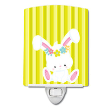 Load image into Gallery viewer, Easter White Rabbit with Flowers Ceramic Night Light BB7093CNL