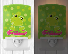 Load image into Gallery viewer, Frog on Lily Pad Green Polkadots Ceramic Night Light BB7098CNL