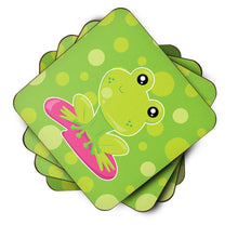 Load image into Gallery viewer, Frog on Lily Pad Green Polkadots Foam Coaster  BB7098FC