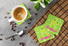 Load image into Gallery viewer, Frog on Lily Pad Green Polkadots Foam Coaster  BB7098FC