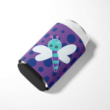 Load image into Gallery viewer, Dragonfly on Purple Polkadots Can or Bottle Hugger BB7099CC