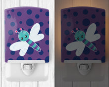 Load image into Gallery viewer, Dragonfly on Purple Polkadots Ceramic Night Light BB7099CNL