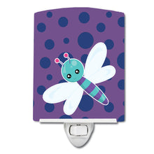 Load image into Gallery viewer, Dragonfly on Purple Polkadots Ceramic Night Light BB7099CNL