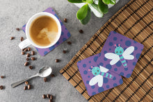 Load image into Gallery viewer, Dragonfly on Purple Polkadots Foam Coaster  BB7099FC