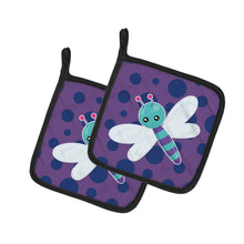 Load image into Gallery viewer, Dragonfly on Purple Polkadots Pot Holders - Set of 2 - Heat-Resistant Kitchen Essentials BB7099PTHD