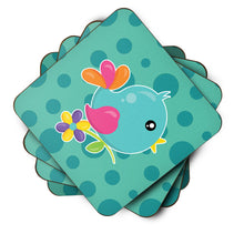 Load image into Gallery viewer, Bird on Teal Polkadots Foam Coaster  BB7100FC