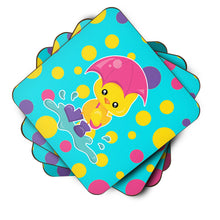 Load image into Gallery viewer, Duck in the Rain on Polkadots Foam Coaster  BB7101FC