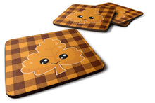 Load image into Gallery viewer, Fall Leaf on Gingham Foam Coaster  BB7109FC