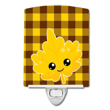 Load image into Gallery viewer, Fall Leaf on Gingham Ceramic Night Light BB7110CNL