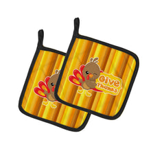 Load image into Gallery viewer, Thanksgiving Turkey Give Thanks Pot Holders - Set of 2 - Heat-Resistant Kitchen Essentials BB7115PTHD