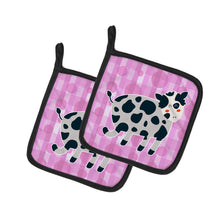 Load image into Gallery viewer, Cow on Pink Polkadots Pot Holders - Set of 2 - Heat-Resistant Kitchen Essentials BB7162PTHD