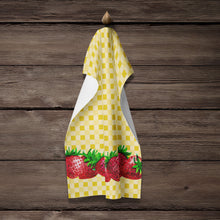 Load image into Gallery viewer, Strawberries on Basketweave Kitchen Towel – Artistic Dish Towel for Everyday Use BB7182KTWL