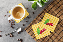 Load image into Gallery viewer, Cherries on Basketweave Foam Coaster  BB7224FC