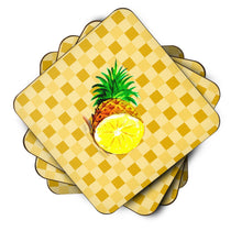 Load image into Gallery viewer, Top of Pineapple Cut on Basketweave Foam Coaster  BB7248FC