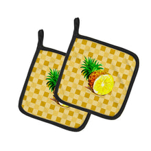 Load image into Gallery viewer, Top of Pineapple Cut on Basketweave Pot Holders - Set of 2 - Heat-Resistant Kitchen Essentials BB7248PTHD