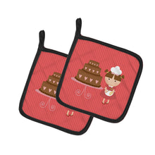 Load image into Gallery viewer, Valentine's Cake Baker Brunette Pot Holders - Set of 2 - Heat-Resistant Kitchen Essentials BB7263PTHD
