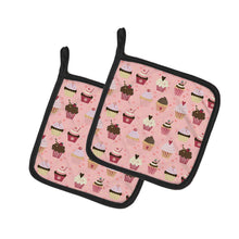 Load image into Gallery viewer, Cupcakes on Pink Pot Holders - Set of 2 - Heat-Resistant Kitchen Essentials BB7280PTHD