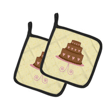 Load image into Gallery viewer, 3 Tier Heart Chocolate Cake on Yellow Pot Holders - Set of 2 - Heat-Resistant Kitchen Essentials BB7288PTHD