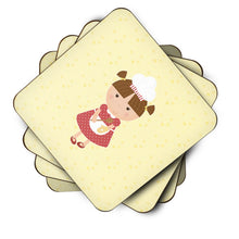 Load image into Gallery viewer, Brunette Baker on Yellow Foam Coaster  BB7292FC