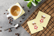 Load image into Gallery viewer, Brunette Baker on Yellow Foam Coaster  BB7292FC