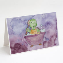 Load image into Gallery viewer, Turtle Bathing Watercolor Greeting Cards -  Blank Note Cards – 8-Pack of Artist-Designed Cards with Envelopes