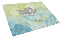 Load image into Gallery viewer, Raccoon Bathing Watercolor Glass Cutting Boards – Durable, Decorative Kitchen Art Large BB7345LCB
