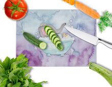 Load image into Gallery viewer, Elephant Bathing Watercolor Glass Cutting Boards – Durable, Decorative Kitchen Art Large BB7346LCB