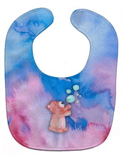 Load image into Gallery viewer, Bear and Bubbles Watercolor Baby Bib BB7347BIB
