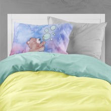 Load image into Gallery viewer, Bear and Bubbles Watercolor Fabric Standard Pillowcase – Artistic Decorative Front, White Back BB7347PILLOWCASE
