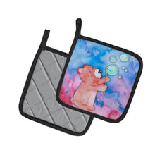 Load image into Gallery viewer, Bear and Bubbles Watercolor Pot Holders - Set of 2 - Heat-Resistant Kitchen Essentials BB7347PTHD