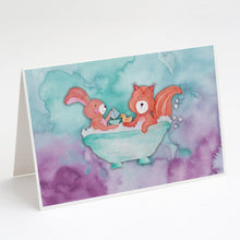 Load image into Gallery viewer, Rabbit and Squirrel Bathing Watercolor Greeting Cards -  Blank Note Cards – 8-Pack of Artist-Designed Cards with Envelopes