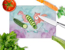 Load image into Gallery viewer, Rabbit and Squirrel Bathing Watercolor Glass Cutting Boards – Durable, Decorative Kitchen Art Large BB7348LCB