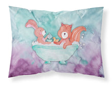 Load image into Gallery viewer, Rabbit and Squirrel Bathing Watercolor Fabric Standard Pillowcase – Artistic Decorative Front, White Back BB7348PILLOWCASE