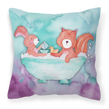 Load image into Gallery viewer, Rabbit and Squirrel Bathing Watercolor Fabric Decorative Pillow BB7348PW1818