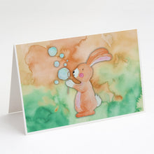 Load image into Gallery viewer, Rabbit and Bubbles Watercolor Greeting Cards -  Blank Note Cards – 8-Pack of Artist-Designed Cards with Envelopes