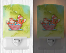 Load image into Gallery viewer, Foxes Bathing Watercolor Ceramic Night Light BB7350CNL