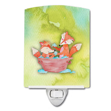 Load image into Gallery viewer, Foxes Bathing Watercolor Ceramic Night Light BB7350CNL