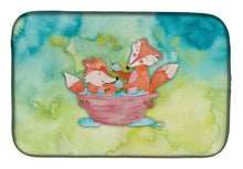 Load image into Gallery viewer, Foxes Bathing Watercolor Dish Drying Mat – Absorbent, Artistic Kitchen Essentials BB7350DDM