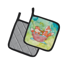 Load image into Gallery viewer, Foxes Bathing Watercolor Pot Holders - Set of 2 - Heat-Resistant Kitchen Essentials BB7350PTHD