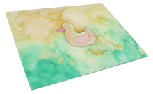 Load image into Gallery viewer, Rubber Duckie Watercolor Glass Cutting Boards – Durable, Decorative Kitchen Art Large BB7351LCB