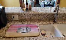 Load image into Gallery viewer, Sleeping Grey Cat Watercolor Dish Drying Mat – Absorbent, Artistic Kitchen Essentials BB7353DDM