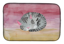 Load image into Gallery viewer, Sleeping Grey Cat Watercolor Dish Drying Mat – Absorbent, Artistic Kitchen Essentials BB7353DDM