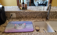 Load image into Gallery viewer, Cat Face Watercolor Dish Drying Mat – Absorbent, Artistic Kitchen Essentials BB7355DDM