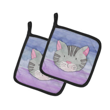 Load image into Gallery viewer, Cat Face Watercolor Pot Holders - Set of 2 - Heat-Resistant Kitchen Essentials BB7355PTHD