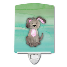 Load image into Gallery viewer, Dog Teal and Green Watercolor Ceramic Night Light BB7357CNL