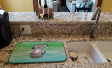 Load image into Gallery viewer, Dog Teal and Green Watercolor Dish Drying Mat – Absorbent, Artistic Kitchen Essentials BB7357DDM
