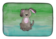 Load image into Gallery viewer, Dog Teal and Green Watercolor Dish Drying Mat – Absorbent, Artistic Kitchen Essentials BB7357DDM
